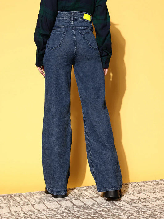 Blue Washed Multi Pocket Stretch Straight Jeans